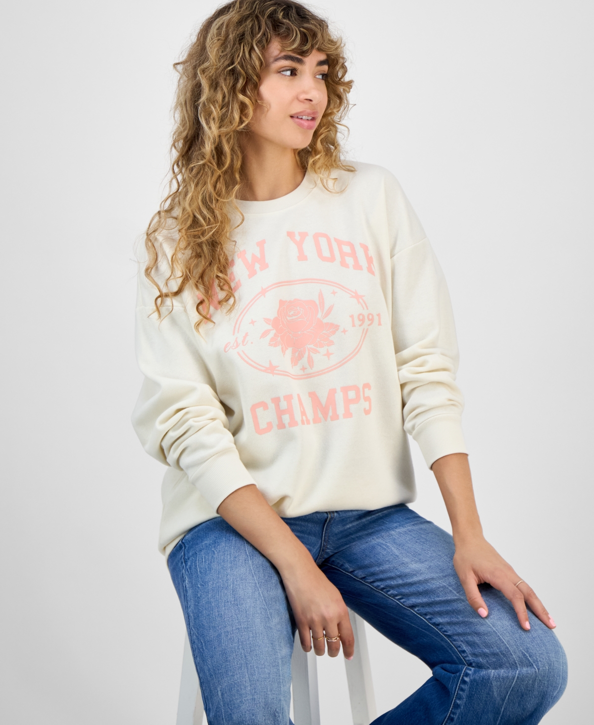 Self Esteem Juniors' New York Graphic Sweatshirt In Neutral