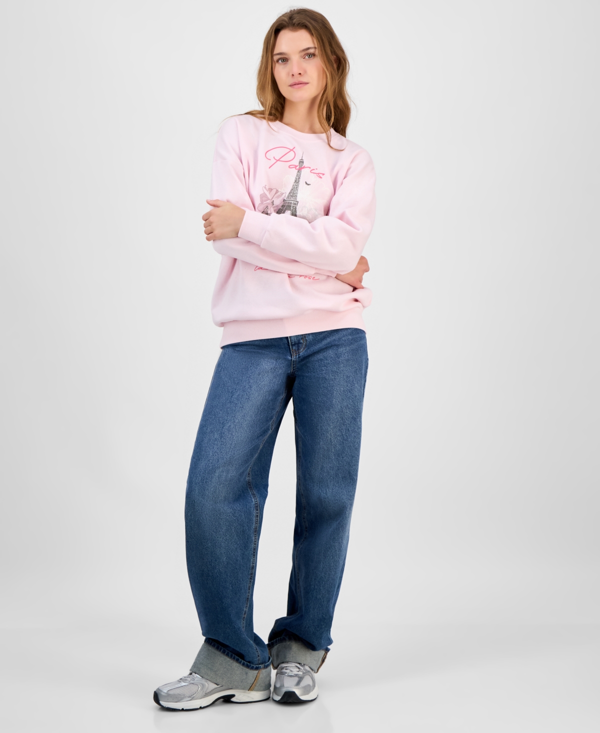 Self Esteem Juniors' Paris Graphic Sweatshirt In Pink
