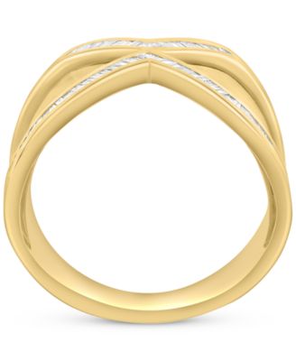 EFFY&reg; Diamond  Baguette X Statement Ring (1/3 ct. t.w.) in 14k Gold