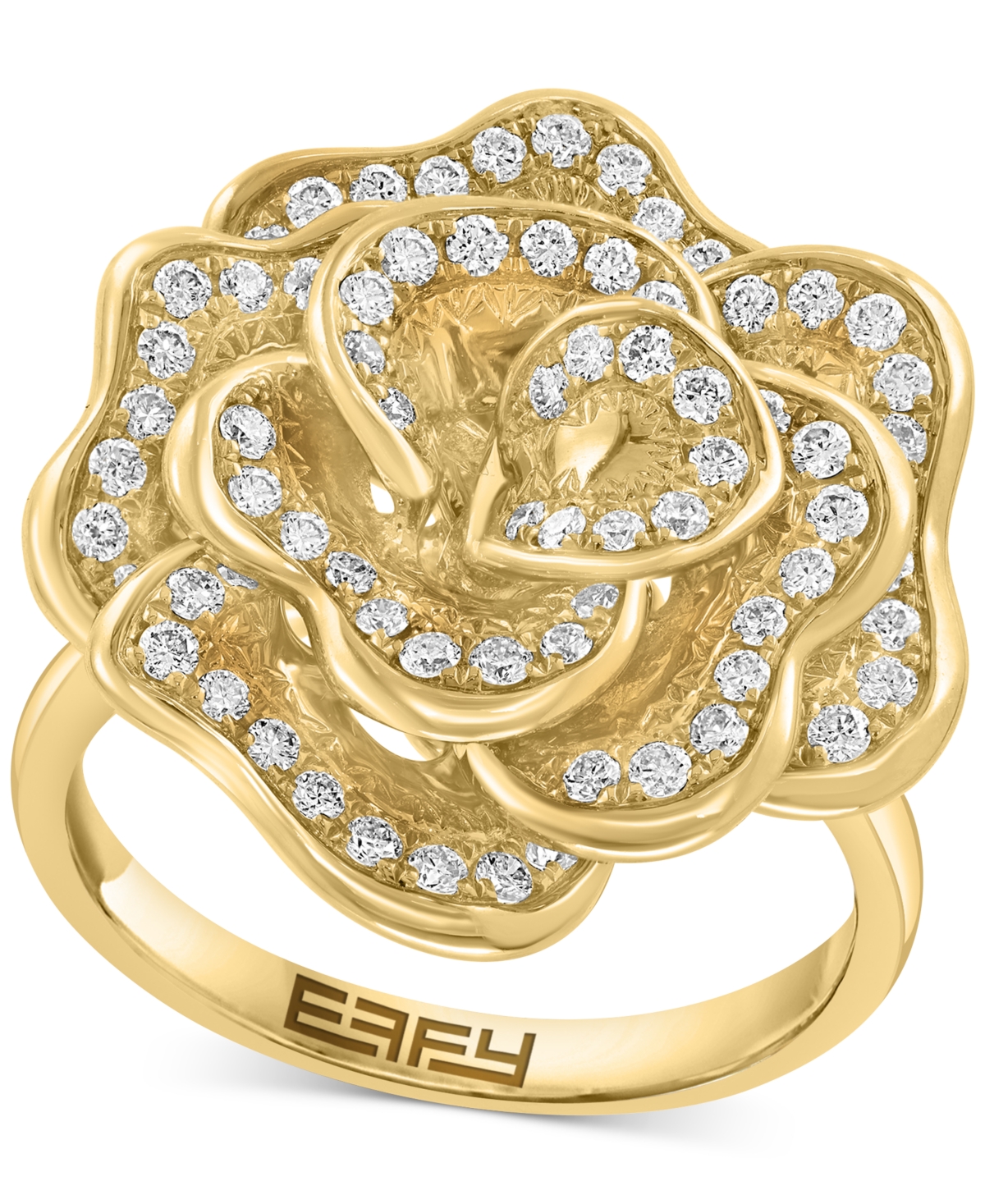 Effy Collection Effy Diamond Rose Flower Statement Ring (5/8 Ct. T.w.) In 14k Gold In Gold