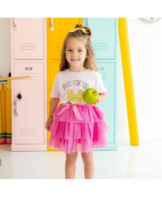Baby Girls Raspberry Bow Tiered Tutu Skirt