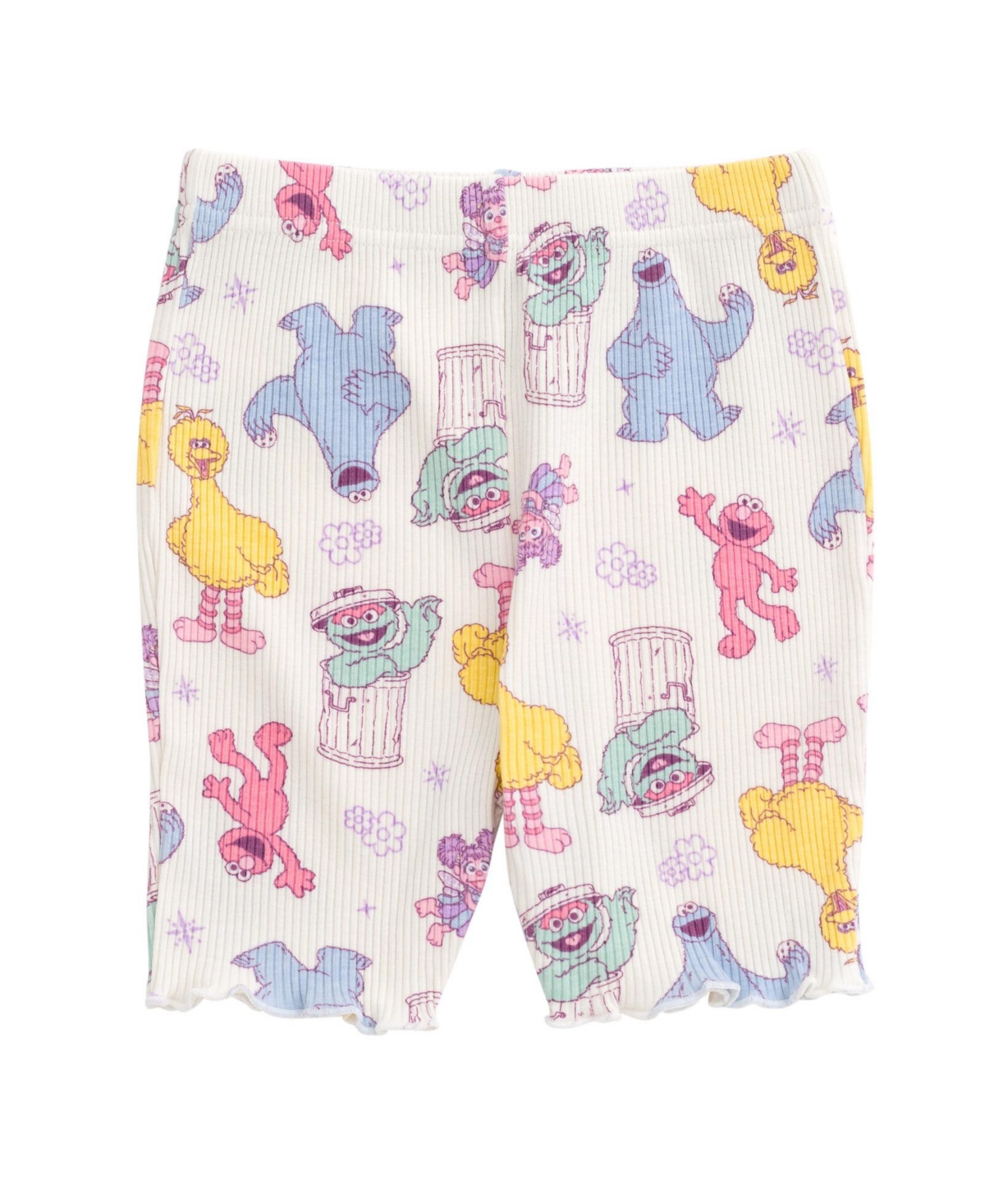 Sesame Street Baby Girls Ribbed T-Shirt and Shorts Outfit Set