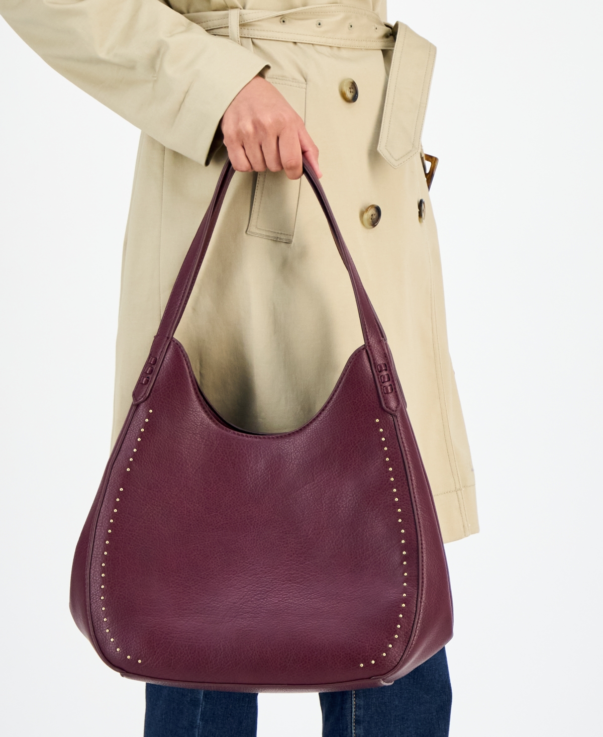 Style & Co Medium Studded Four Poster Tote Bag, Macy's Exclusive In Burgundy