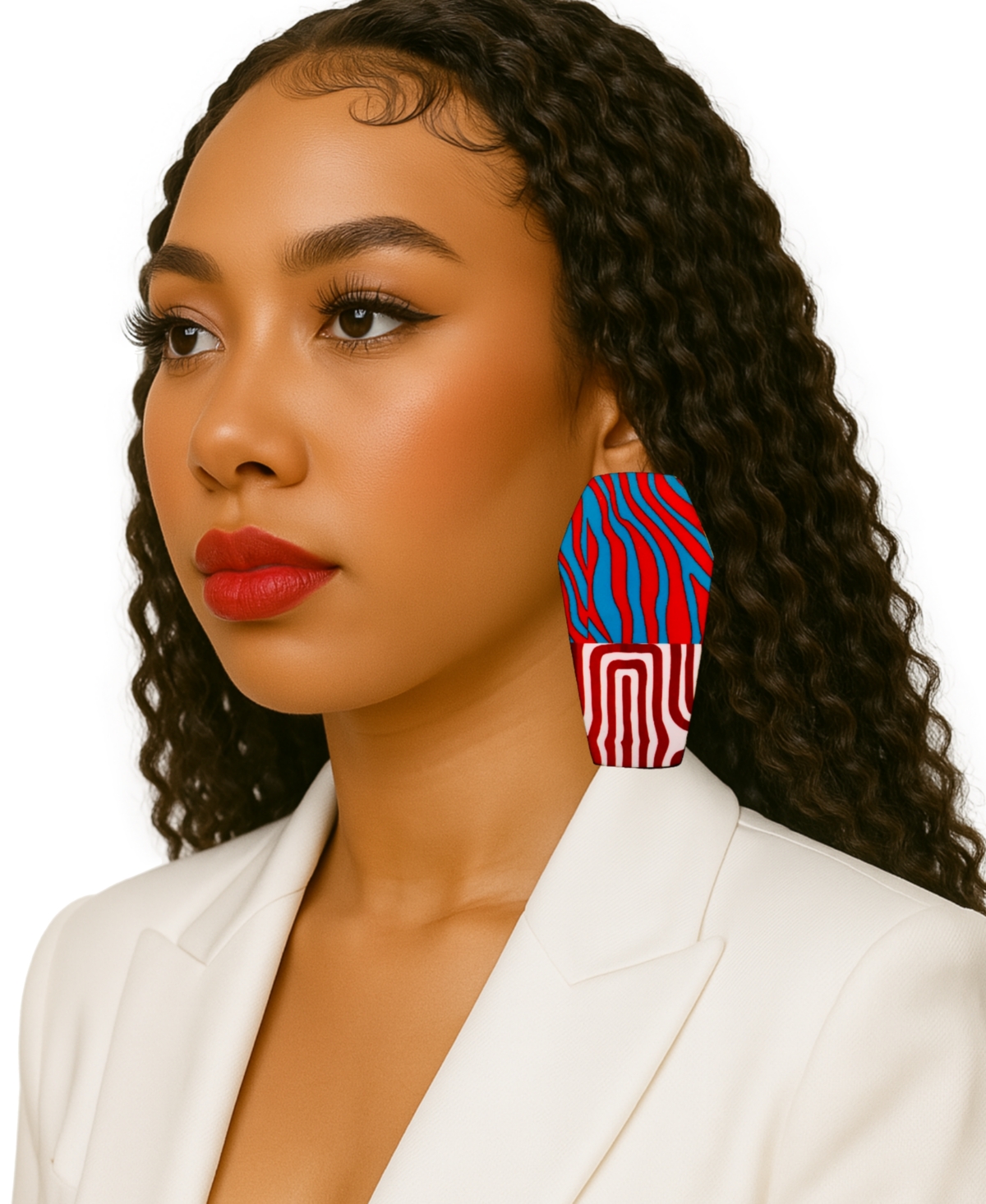 Swanky Designs Geometric Gemma Stud Earrings In Red