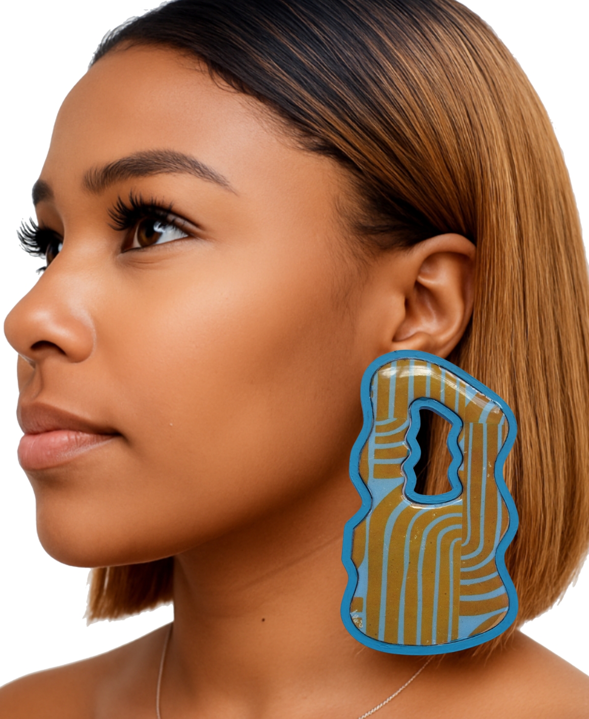 Swanky Designs Bold Shapes Drop Earrings In Blue