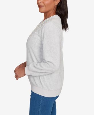 Petite Embellished Neckline Anti-Pill Top