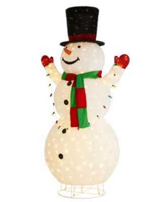 94.5" Lighted Fabric Christmas 3D Foldable Snowman Outdoor D&eacute;cor