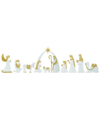 Lighted Fabric Christmas 2D Iridescent Nativity Scene Outdoor D&eacute;cor, Set of 11