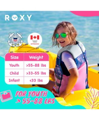 Youth Life Vest, USCG Approved Evoprene Daily CGA Life Jacket, for Girls 55-88 lbs