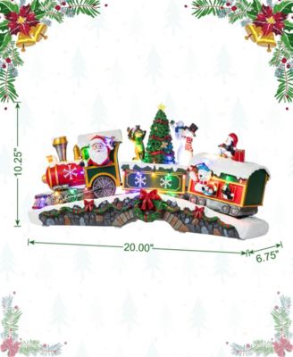 20" Lighted Resin Christmas Santa Train Village