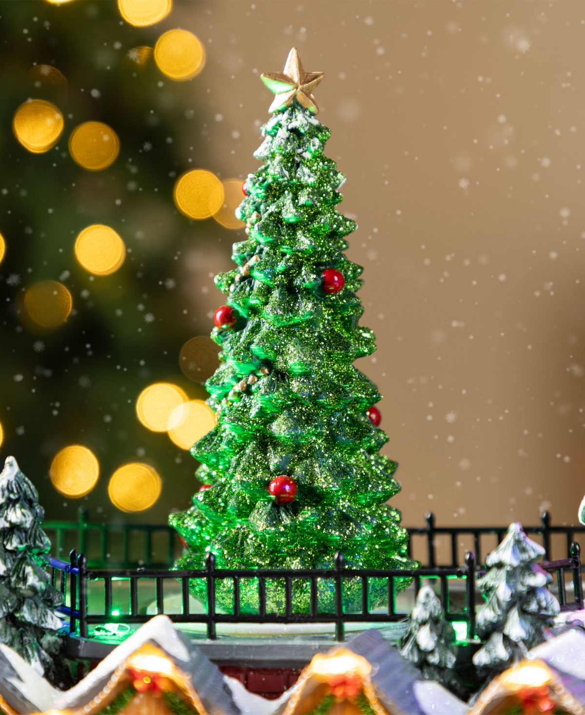Glitzhome 15.25" Christmas Oversized Resin Lighted Village In Multi