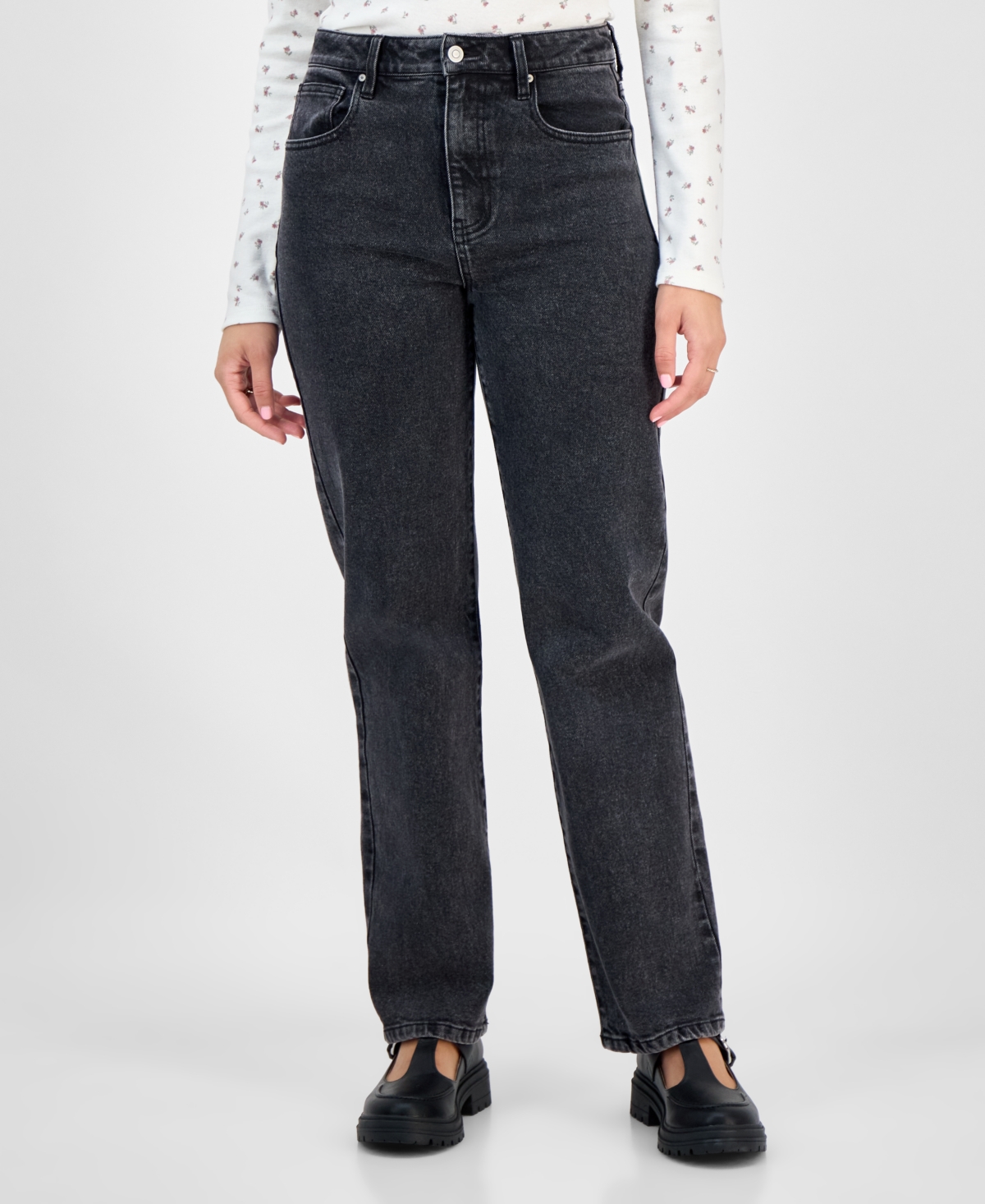 Celebrity Pink Juniors' Skater Straight Leg Jeans In Black