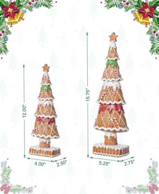 Resin Christmas Tree Figurine, Set of 2