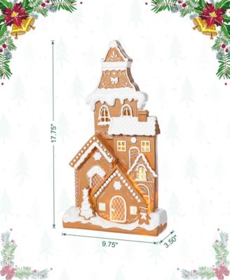 17.75" Lighted Resin Christmas Gingerbread House Figurine