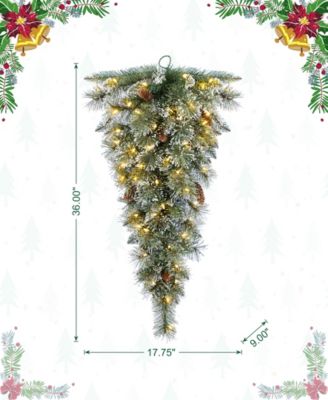 3 ft Pre-Lit Frosted Greenery Pinecones Christmas Teardrop