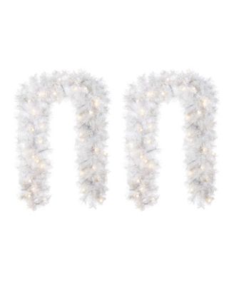 6 ft Pre-Lit Snow Flocked Pine Christmas Garlands, Set of 2