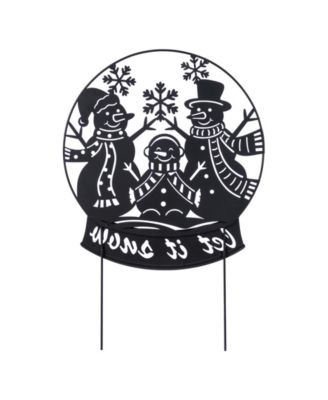 30" Metal Christmas Silhouette Snowman Family Yard Stake or Wall D&eacute;cor