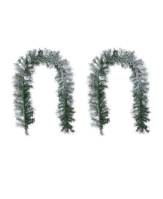 6 ft Pre-Lit Snow Flocked Pine Christmas Garlands, Set of 2