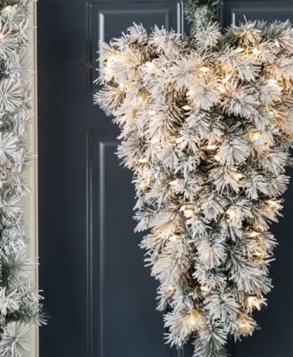 3 ft Pre-Lit Snow Flocked Pine Christmas Teardrop