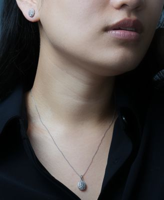 Diamond Octagon Halo Cluster 18" Pendant Necklace (1/10 ct. t.w.) in Sterling Silver, Exclusive