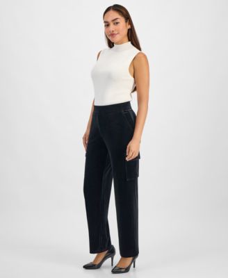 Petite Velour Pull-On Cargo Pants