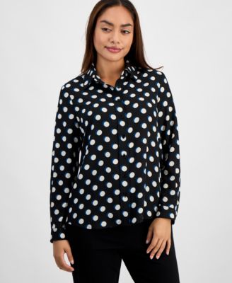 AK Anne Klein - Petite Dot-Print Shirt