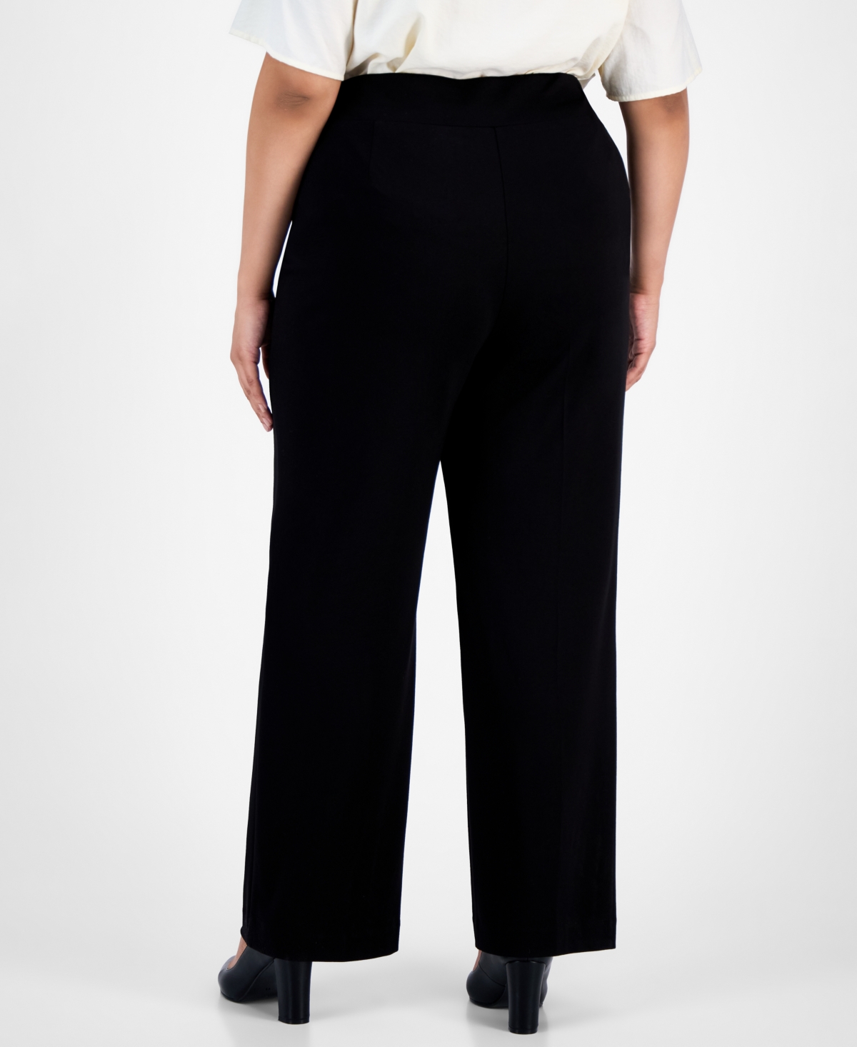 Jones New York Plus Size High-rise Pintuck Pull-on Pants In Black