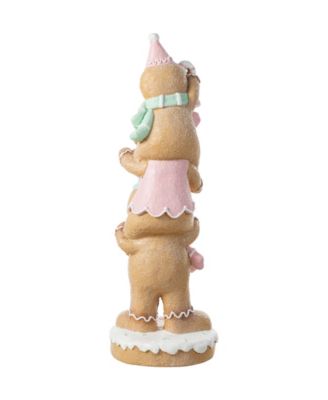 29.25" Resin Christmas Macaron Stacked Gingerbread Man Porch D&eacute;cor