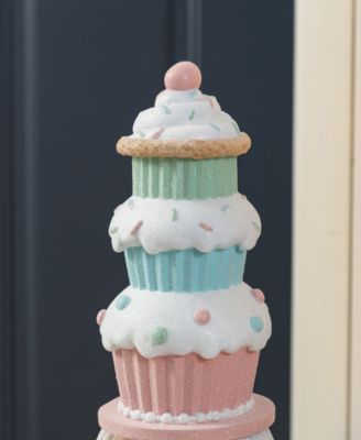 28" Lighted Macaron Resin Christmas Cupcake Nutcracker Porch D&eacute;cor