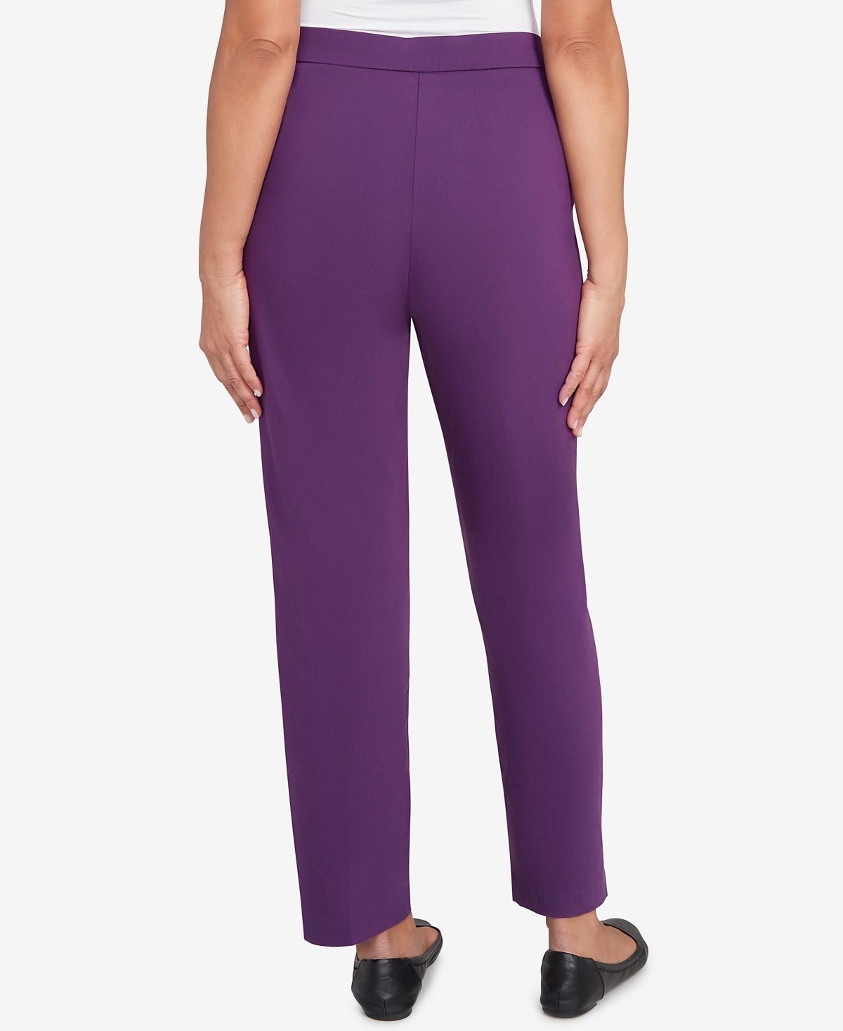 Alfred Dunner Petite Fitted Stretch Short Pants In Purple