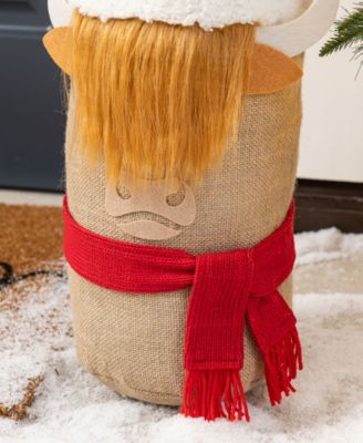 20" Polyester Christmas Linen Highland Cow Doorstop Porch D&eacute;cor