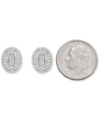 Diamond Oval Halo Cluster Earrings (1/10 ct. t.w.) in Sterling Silver, Exclusive