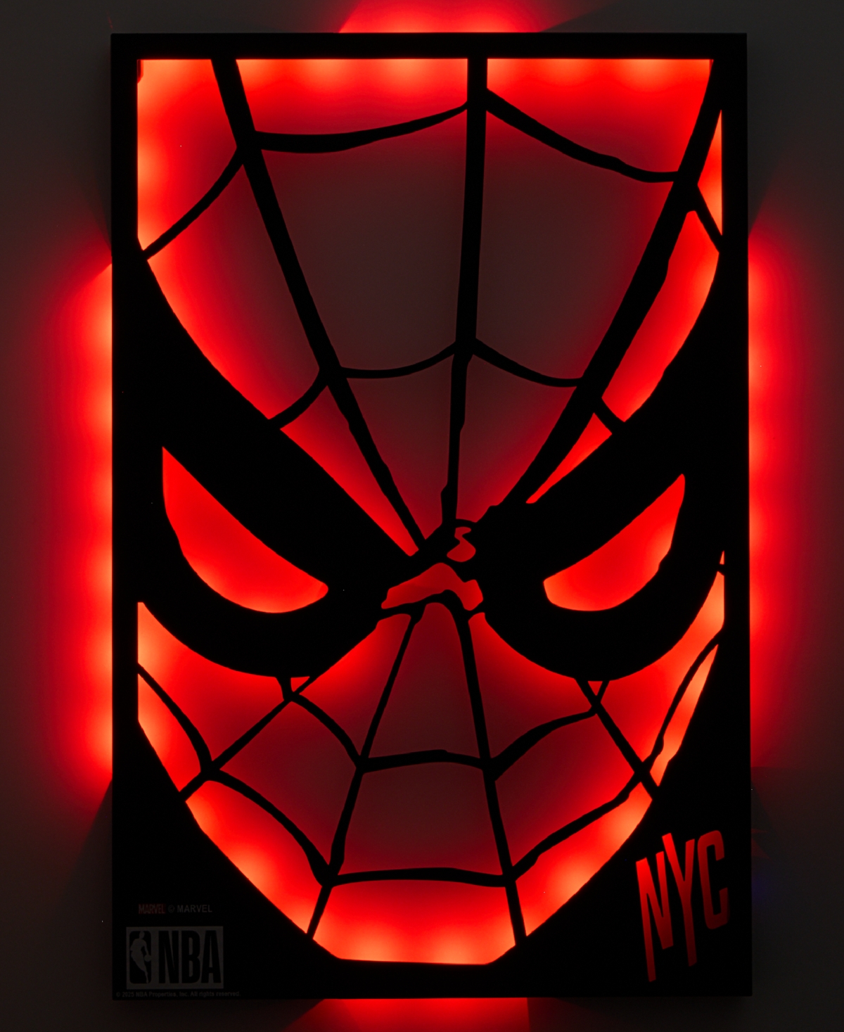 Macy's Marvel X Nba Mounted Color-changing Led Light Laser-cut Spider-man Wall Sign, Macy's Exclusive In Red