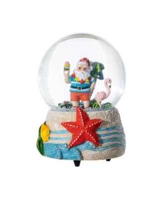 100mm Resin Christmas Musical Snowflakes Santa on Vacation Water Globe