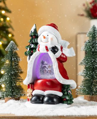 100mm Lighted Resin Christmas Snowflakes Snowman Water Globe