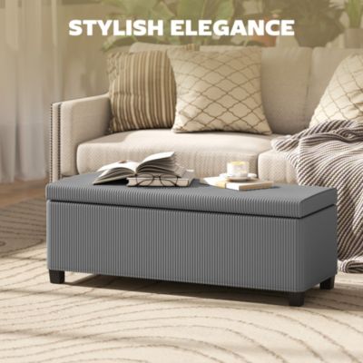 44" Storage Ottoman Bench with Lid, Leg, Foot Rest,