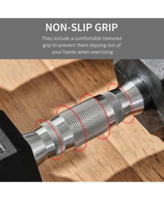 2 x 15 lbs Rubber Dumbbells Weight Set for Body Fitness Training