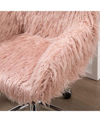 Faux Fur Home Office Chair, Vanity Chair w/ Adjustable Height,