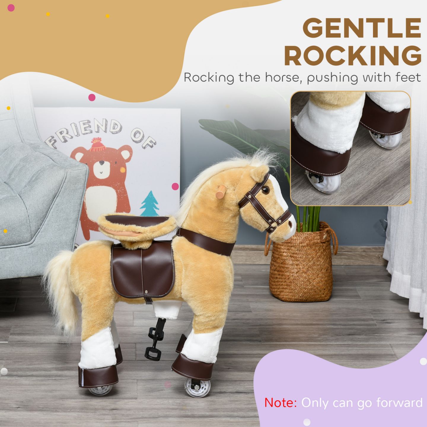 Детская игрушка Qaba Kids Ride-on Walking Horse with Easy Rolling Wheels — фото 4