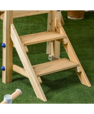 3 in 1 Wooden Outdoor Playset with Baby Swing Seat, Toddler Slide, Captain's Wheel, Telescope, Backyard Playground Set, Kids Playground Equipment, Ages 1.5-4