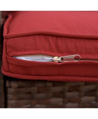 Wicker Rocking Chair, Outdoor Rocker w/ Cushions, Wine