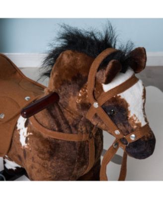 Kids Wooden Plush Ride-On Rocking Horse Chair Toy, /