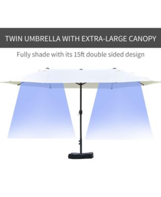 15' Backyard Double-Sided Steel Fabric Market Garden Umbrella