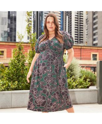 Plus Size Wildfloral Cotton Midi Dress