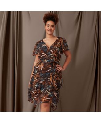 Plus Size Dream Glow Faux-Wrap Dress