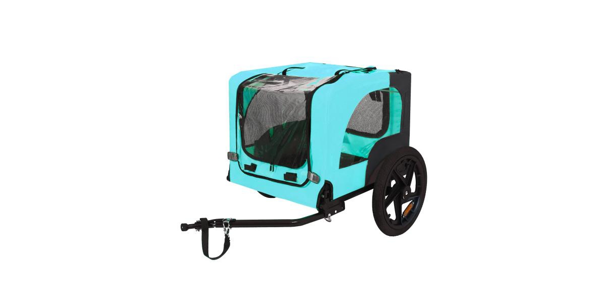 Pet Bike Trailer,Suitable for Small & Medium Pets, Easy Folding Cart Frame, Quick Release Wheel, Light Blue