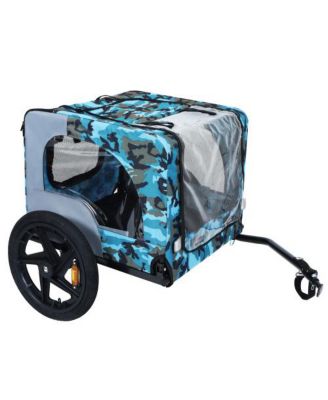 Pet Bike Trailer,Suitable for Small & Medium Pets, Easy Folding Cart Frame, Quick Release Wheel, Blue+Grey