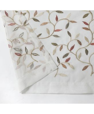 Shabby Sheer Embroidered Complete 3 Piece Floral Rod Pocket Cafe Kitchen Curtain Tier & Valance Set