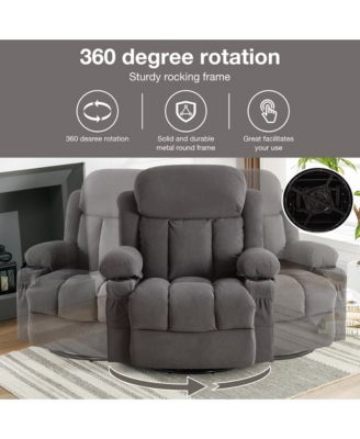 Swinging Recliner Massage Heated Sofa with USB and 2 Cup Holders