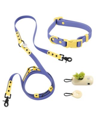 Luna 8FT Adjustable 6-in-1 Waterproof Hands-Free Leash and Collar with LED Flashlight, Bag Dispenser, and Poop Bag Holder